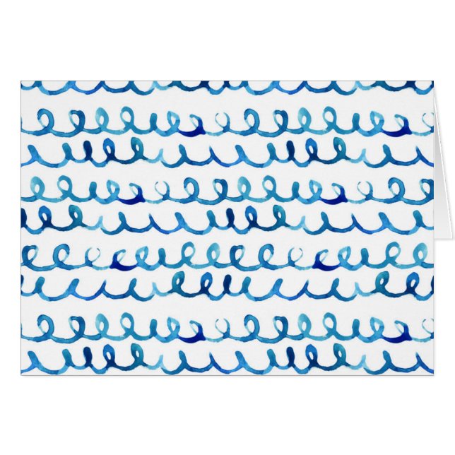 Hand Painted Blue Watercolor Wavy Pattern (Front Horizontal)
