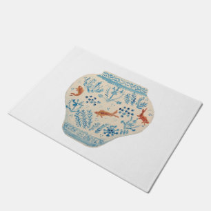 Hand Painted Blue  White Ginger Jar Rug Doormat