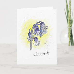 Hand painted Bluebells Design "With Sympathy" Card