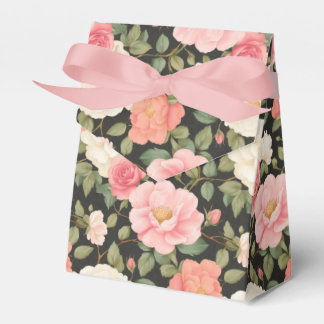 Hand-Painted Blush & Ivory Roses Lush Greenery Favor Box