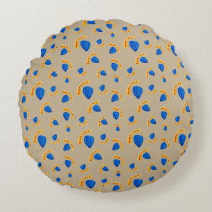 Hand-painted boho earth tone pattern round pillow