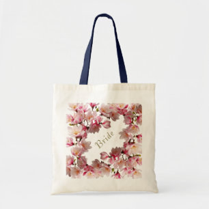 Hand painted botanical floral tote bag