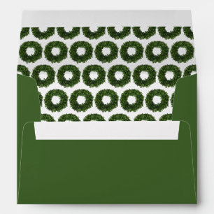 Hand Painted Boxwood Wreath Green Christmas Envelope