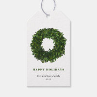Hand Painted Boxwood Wreath Happy Holiday