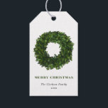 Hand Painted Boxwood Wreath Merry Christmas Gift Tags<br><div class="desc">Merry Christmas | Add a festive accent to your holiday gifts with these customizable Christmas gift tags. They feature a watercolour boxwood wreath. Personalize by adding your details. These custom Christmas wreath gift tags are available on other cardstock. Matching items are available.</div>