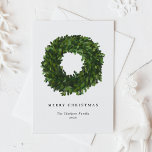 Hand Painted Boxwood Wreath Merry Christmas Holiday Card<br><div class="desc">Merry Christmas | Send your holiday wishes to friends and family with this customizable Christmas card. This greenery Christmas card features a hand-painted boxwood wreath. Personalize by adding your details. This custom Christmas card is available in other colours and cardstock. Matching items are available.</div>