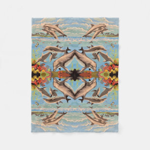 Hand Painted By Number Dolphins   Mirror Tiled   Fleece Blanket