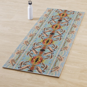 Hand Painted By Number Dolphins Mirror Tiled Yoga Mat
