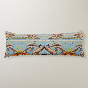 Hand Painted By Number   Playful Dolphins   Body Pillow