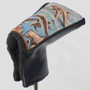 Hand Painted By Number   Playful Dolphins   Golf Head Cover