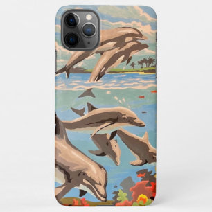 Hand Painted By Number   Playful Dolphins   iPhone 11Pro Max Case