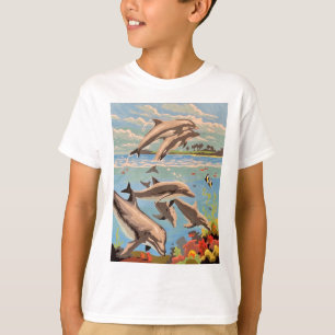 Hand Painted By Number Playful Dolphins Kids T-Shirt
