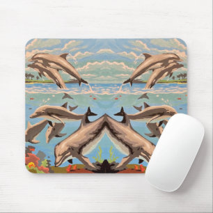 Hand Painted By Number Playful Dolphins Mouse Pad