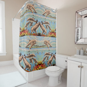 Hand Painted By Number   Playful Dolphins   Shower