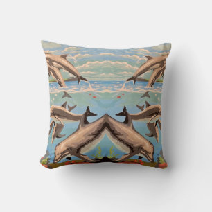 Hand Painted By Number   Playful Dolphins   Throw Pillow