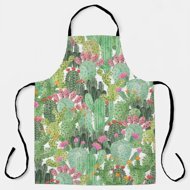 Hand Painted Cactus: Desert Green Apron (Front)