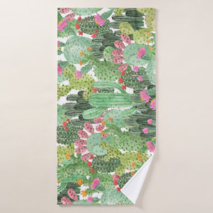 Hand Painted Cactus: Desert Green Bath Towel