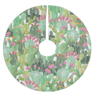 Hand Painted Cactus: Desert Green Brushed Polyester Tree Skirt