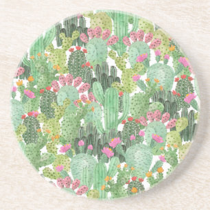 Hand Painted Cactus: Desert Green Coaster