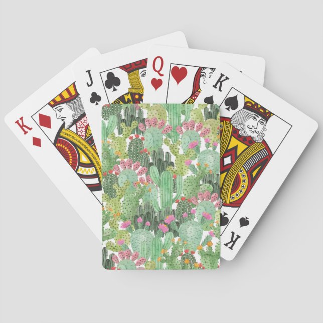 Hand Painted Cactus: Desert Green Playing Cards (Back)