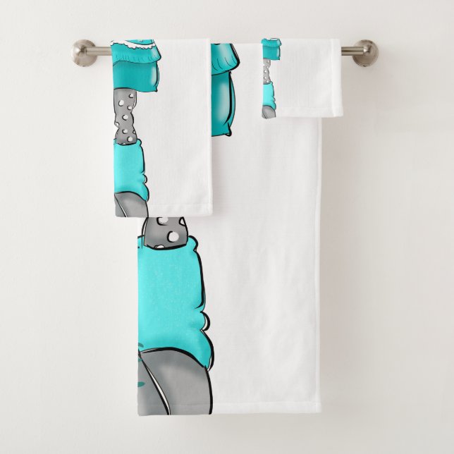 Hand Painted Cartoon style Girl Bath Towel Set (Insitu)