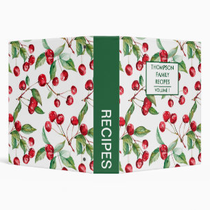 Hand painted cherries Personalized Recipe Binder