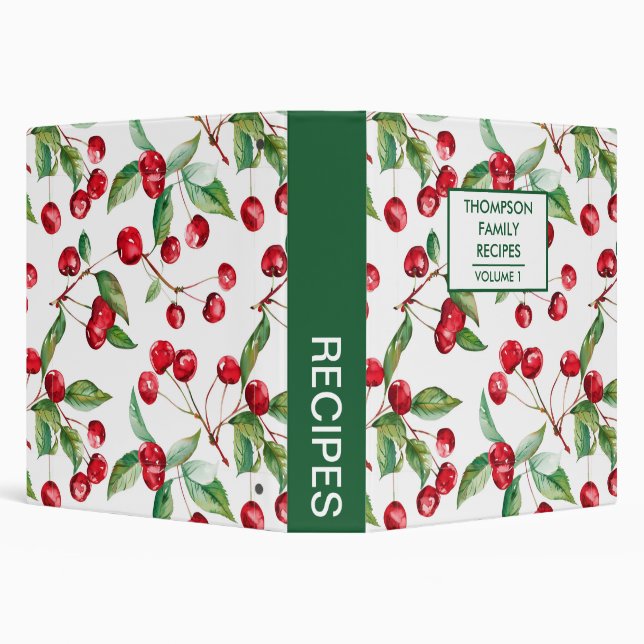 Hand painted cherries Personalized Recipe Binder (Background)
