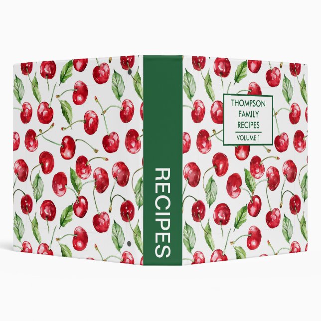 Hand painted cherries Personalized Recipe Binder (Background)