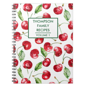 Hand painted cherries Personalized Recipe Notebook
