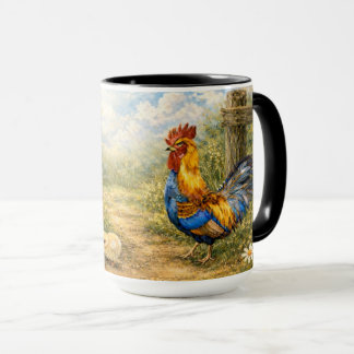 Hand-Painted Chicken & Chicks and Rooster Mug