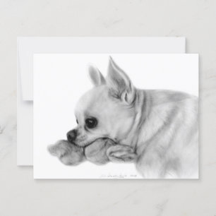 Hand Painted Chihuahua Bela With Favorite Toy Postcard