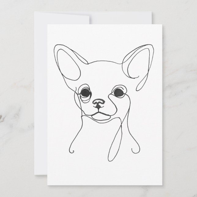 Hand Painted Chihuahua Minimalist Dog Illustration Invitation (Front)
