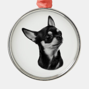 Hand painted chihuahua portrait metal ornament
