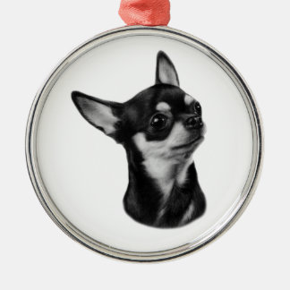 Hand painted chihuahua portrait metal ornament
