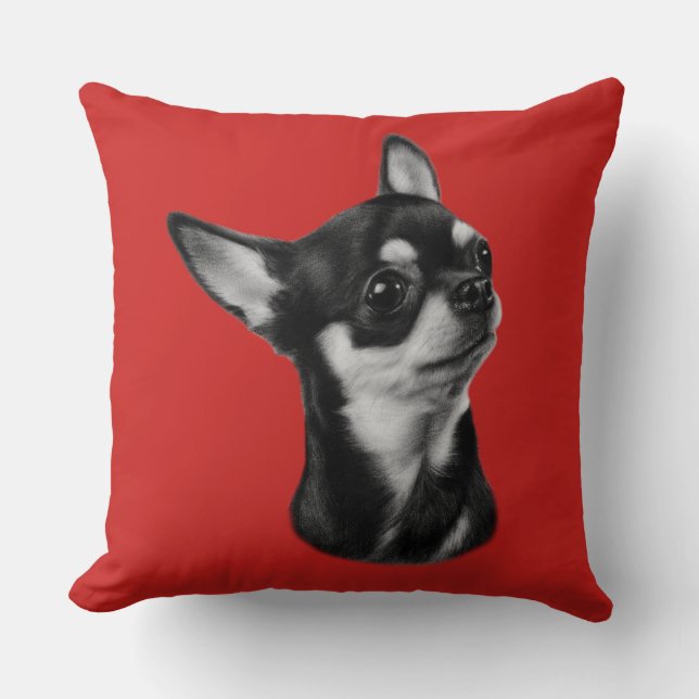 Hand painted chihuahua portrait throw pillow (Front)