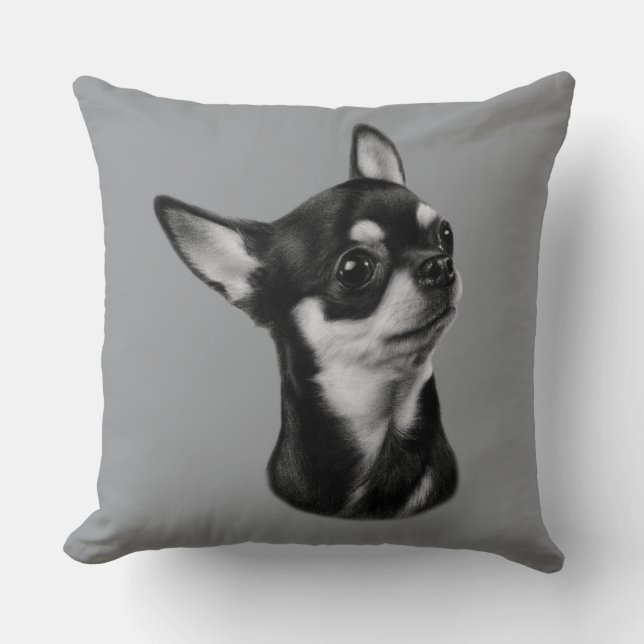 Hand-painted Chihuahua Throw Pillow (Front)