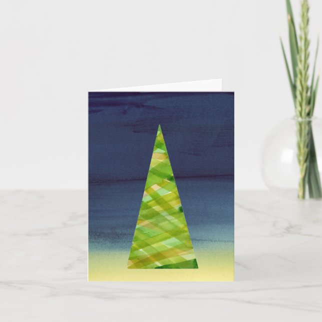Hand painted Christmas Tree Holiday Card (Front)