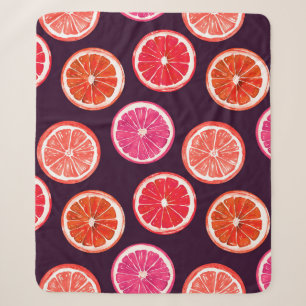 Hand Painted Citrus Dark Pattern Sherpa Blanket