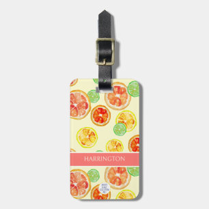 Hand-Painted Citrus Orange Lime Slices Watercolor Luggage Tag