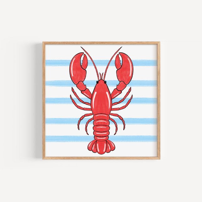 Hand-Painted Coastal Mediterranean Lobster Art Poster (Creator Uploaded)