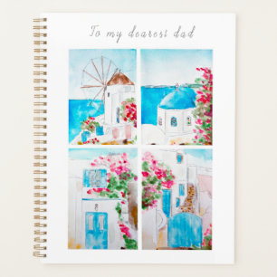 hand painted Collage of Greece watercolor painting Planner
