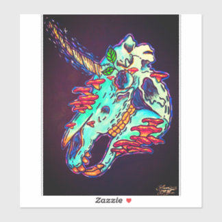 Hand painted colourful unicorn skull