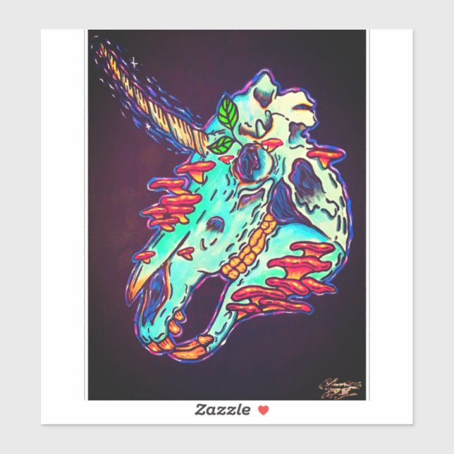 Hand painted colourful unicorn skull (Sheet)