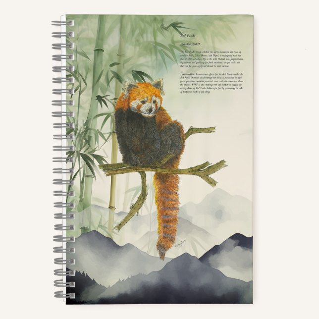 Hand-Painted Cute Endangered Red panda Notebook (Front)