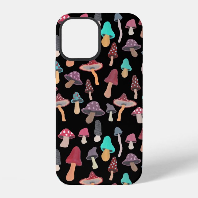 Hand Painted Cute Mushroom Fungi Pattern iPhone Case (Back)