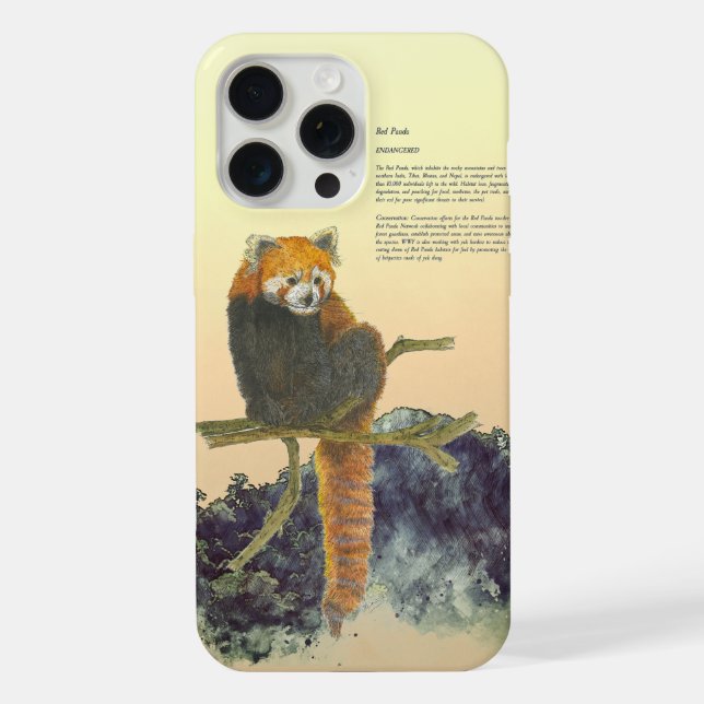 Hand-Painted Cute Red Panda iPhone Case (Back)