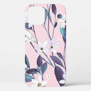 Hand painted elegant purple leavesart, flower, wat iPhone 12 case