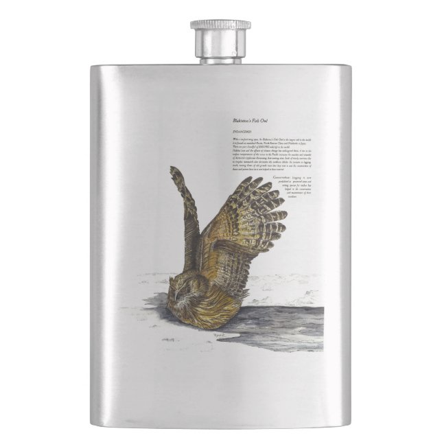 Hand Painted Endangered Owl Classic Flask (Front)