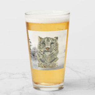 Hand-Painted Endangered Snow Leopard Glass