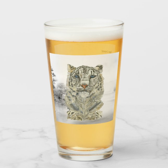 Hand-Painted Endangered Snow Leopard Glass (Front Filled)